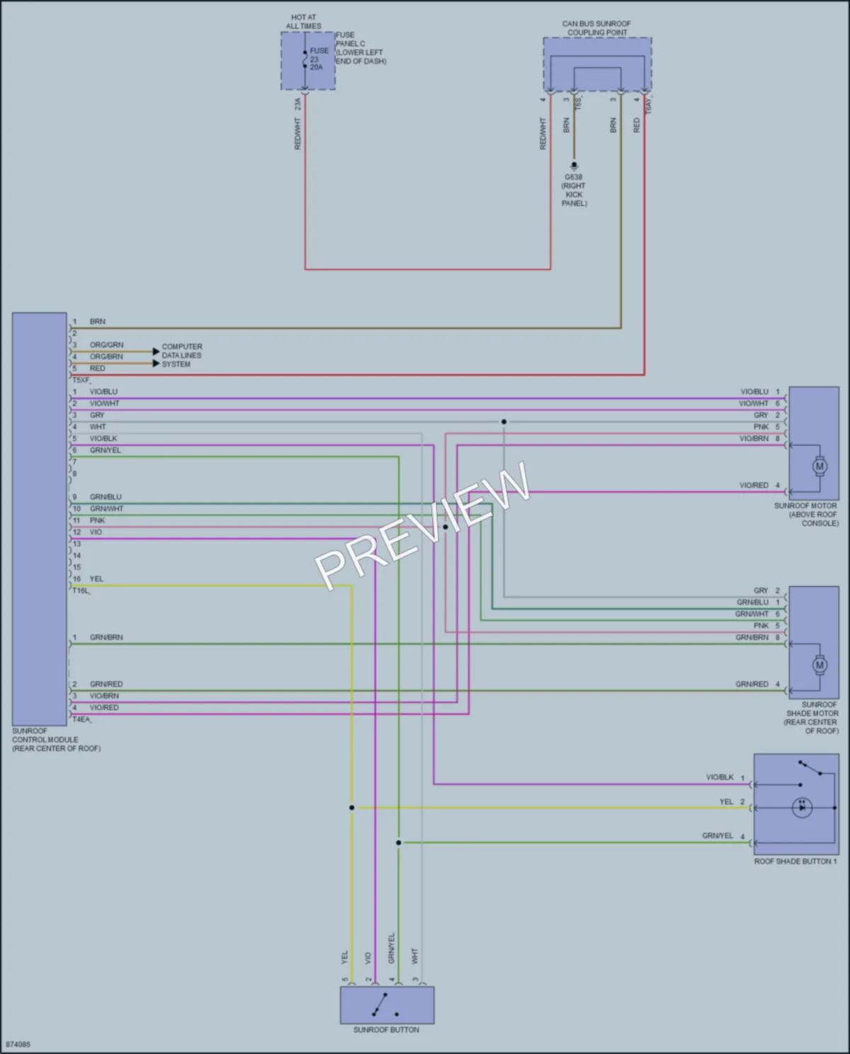 2024 Volkswagen Taos Power Top Sunroof wiring diagram preview