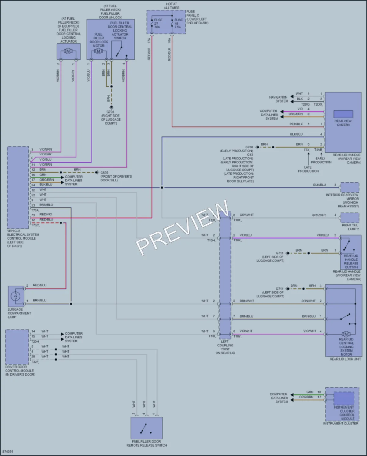 2024 Volkswagen Taos Trunk Tailgate Fuel Door wiring diagram preview