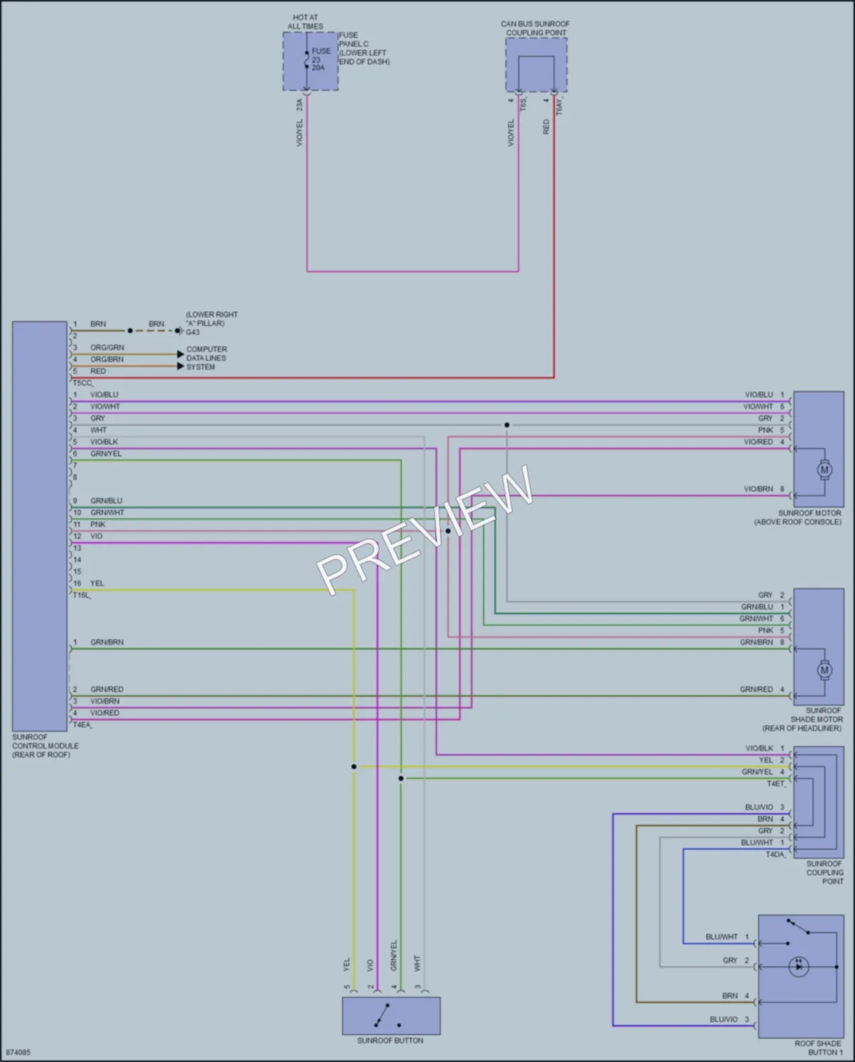 2024 Volkswagen Tiguan Power Top Sunroof wiring diagram preview