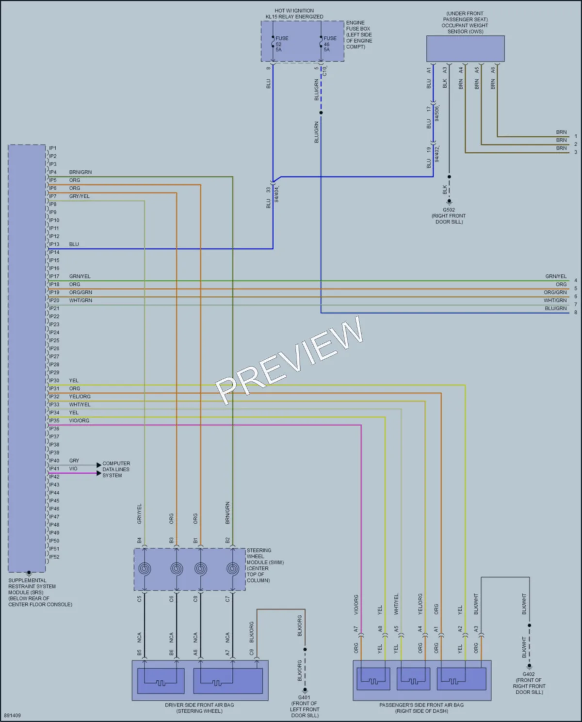 2024 Volvo S60 Supplemental Restraints wiring diagram preview