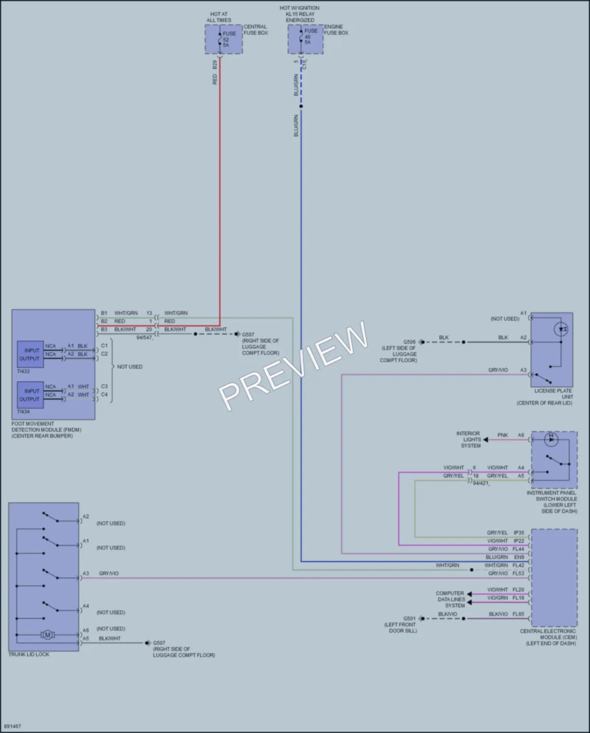 2024 Volvo S60 Trunk Tailgate Fuel Door wiring diagram preview