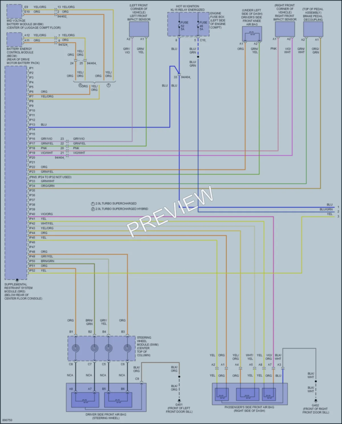 2024 Volvo S90 Supplemental Restraints wiring diagram preview