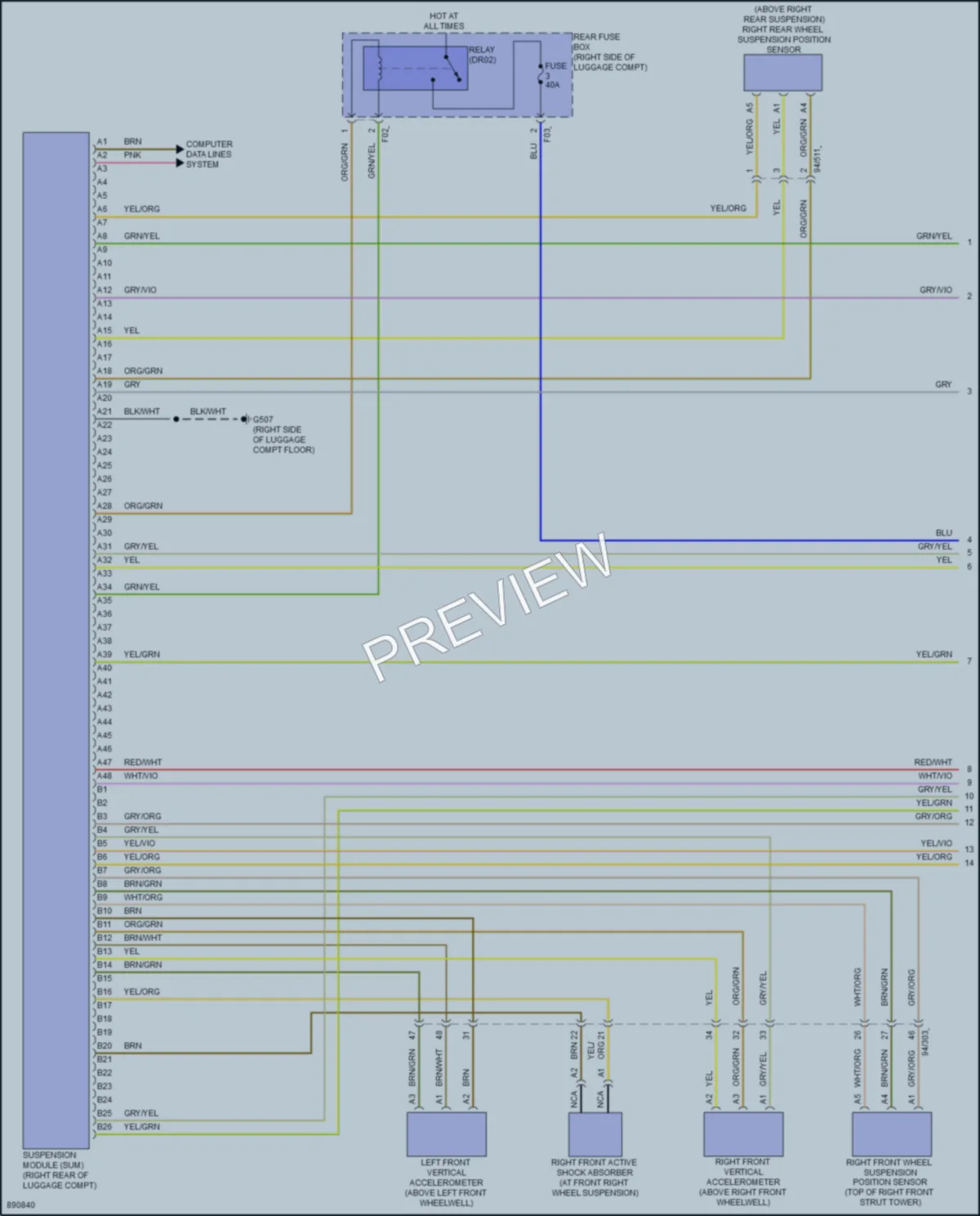 2024 Volvo S90PlugIn Electronic Suspension wiring diagram preview