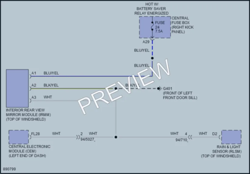 2024 Volvo S90PlugIn Power Mirrors wiring diagram preview