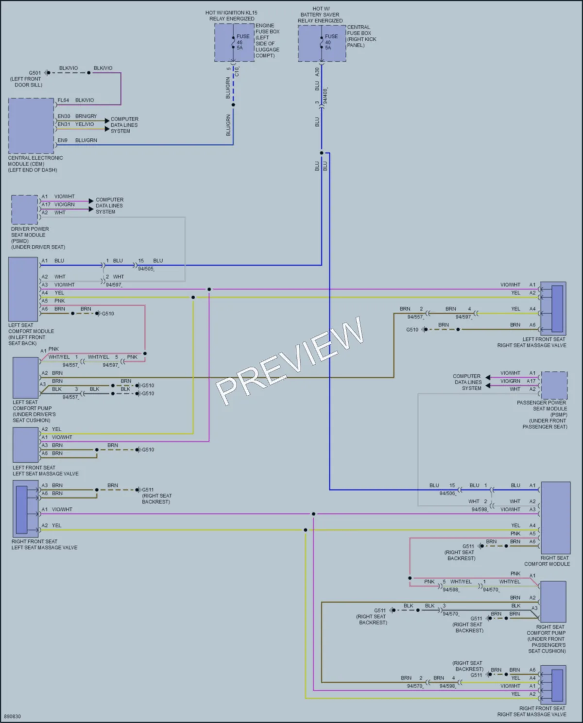 2024 Volvo S90PlugIn Power Seats wiring diagram preview