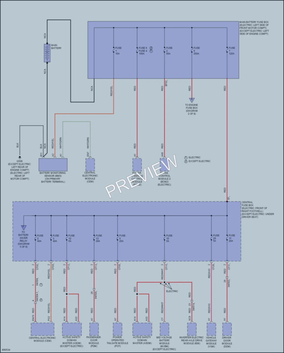 2024 Volvo XC40Electric Power Distribution wiring diagram preview