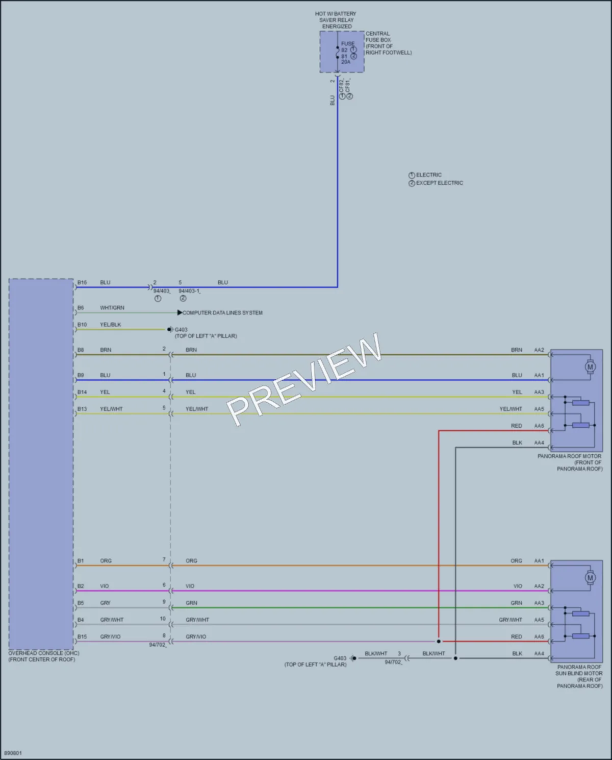 2024 Volvo XC40Electric Power Top Sunroof wiring diagram preview