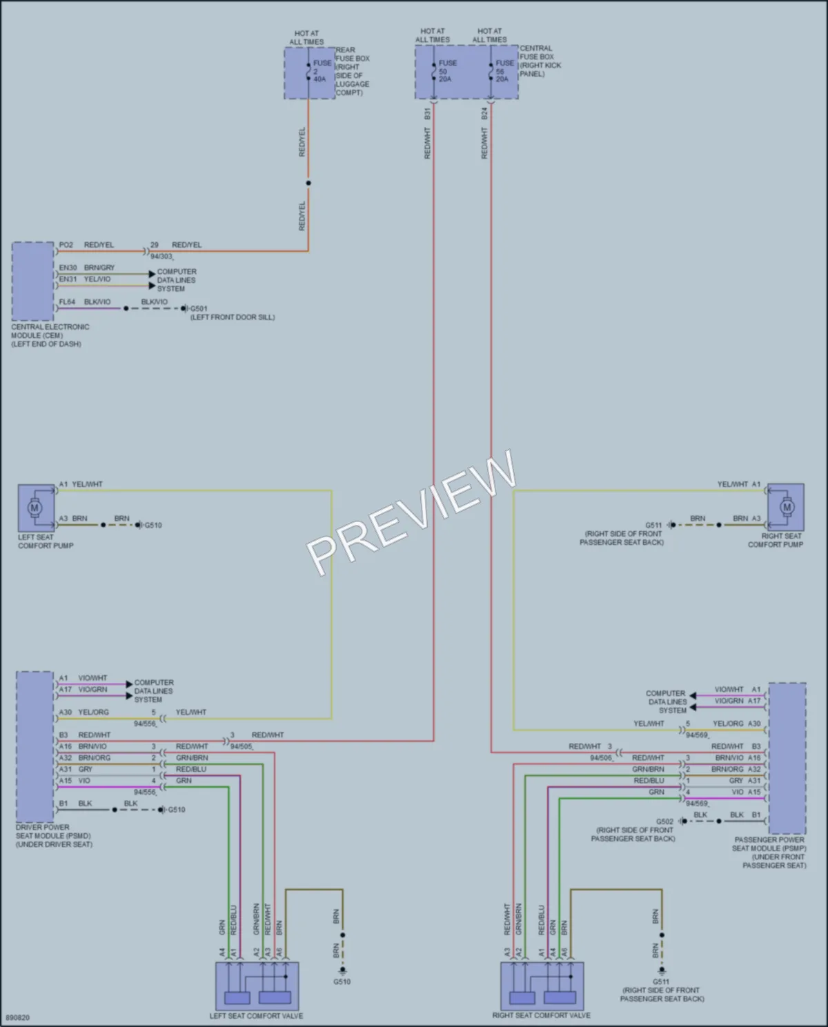 2024 Volvo XC60 Power Seats wiring diagram preview