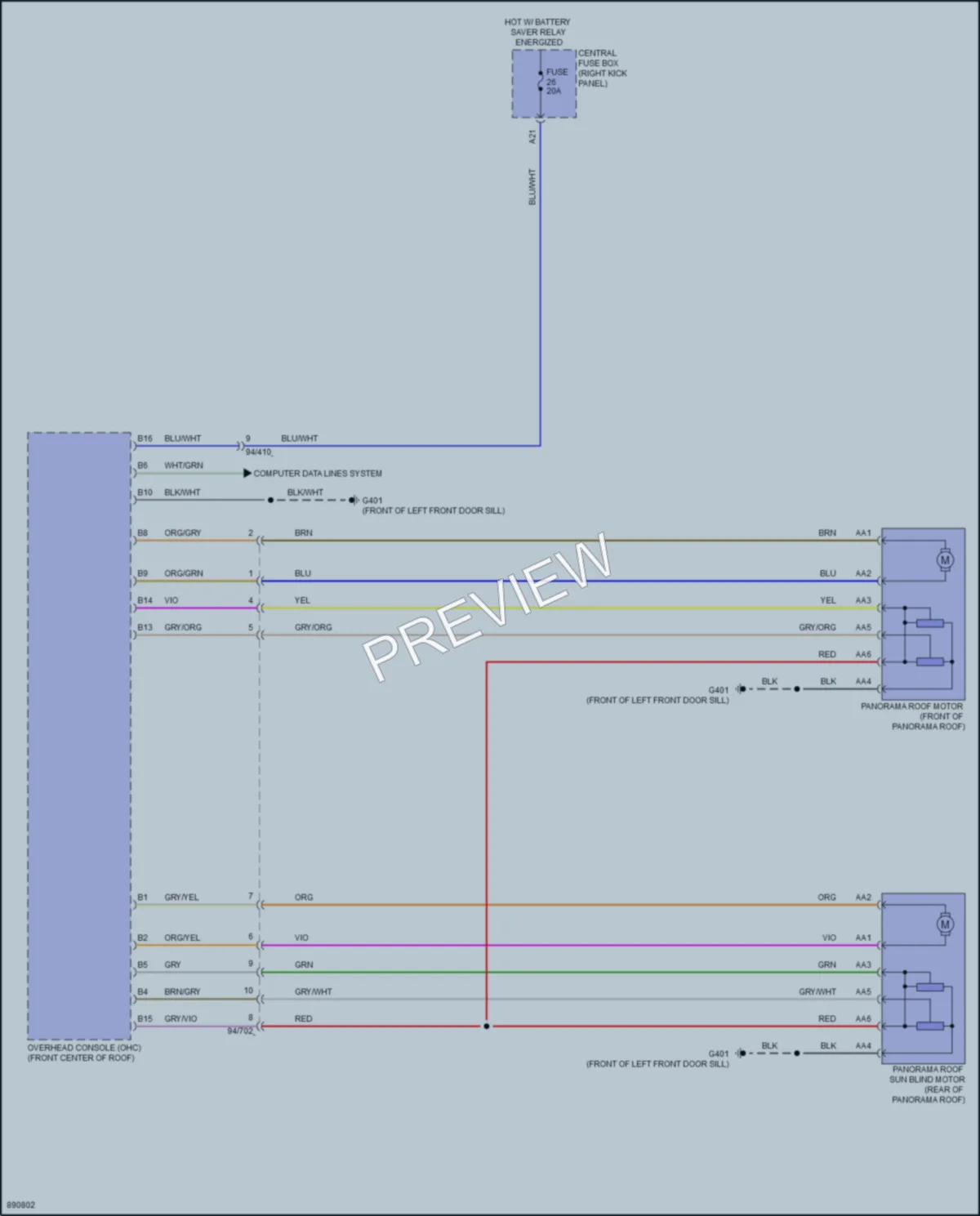 2024 Volvo XC60 Power Top Sunroof wiring diagram preview