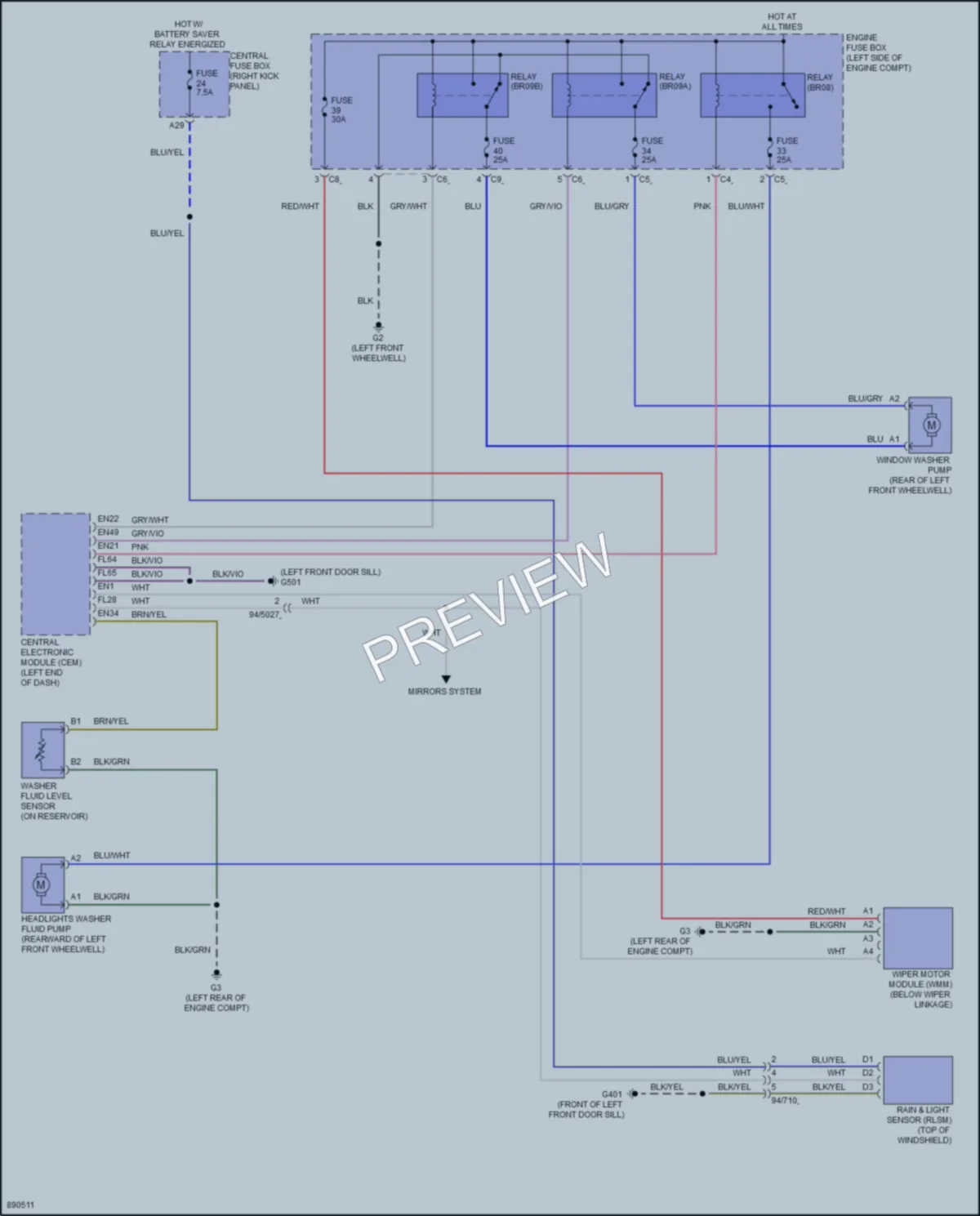 2024 Volvo XC60 Wiper Washer wiring diagram preview