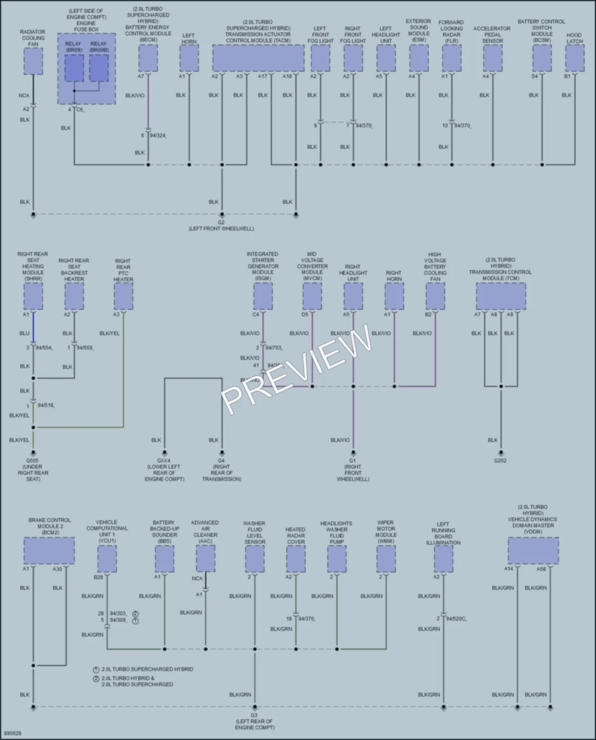 2024 Volvo XC90PlugIn Ground Distribution wiring diagram preview