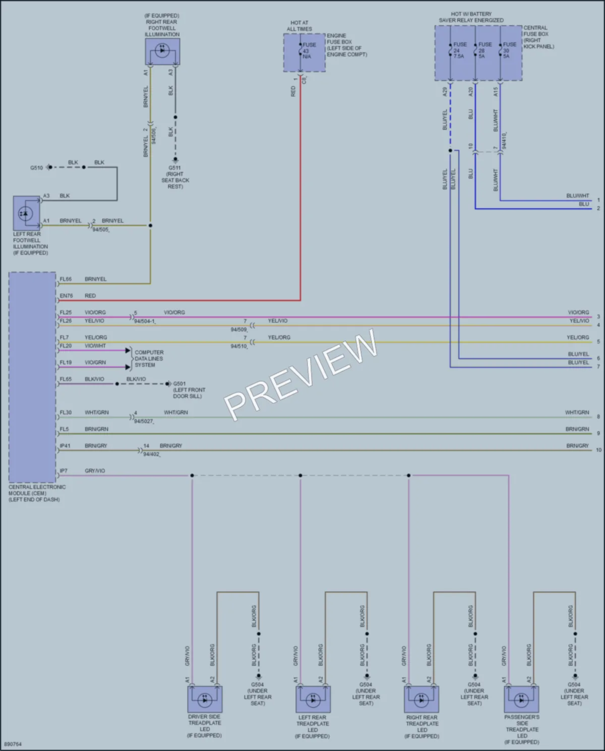 2024 Volvo XC90PlugIn Interior Lights wiring diagram preview