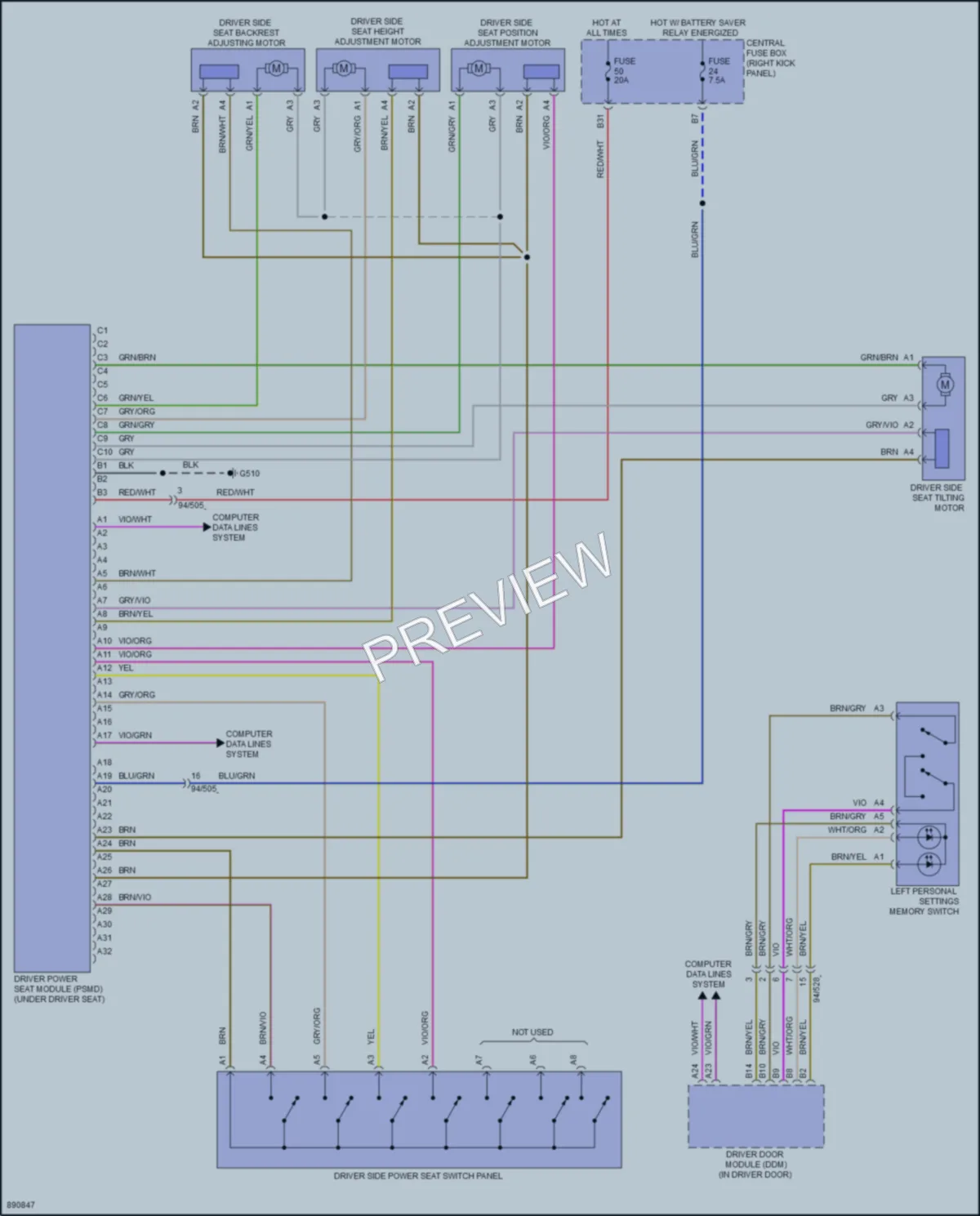 2024 Volvo XC90PlugIn Memory Systems wiring diagram preview