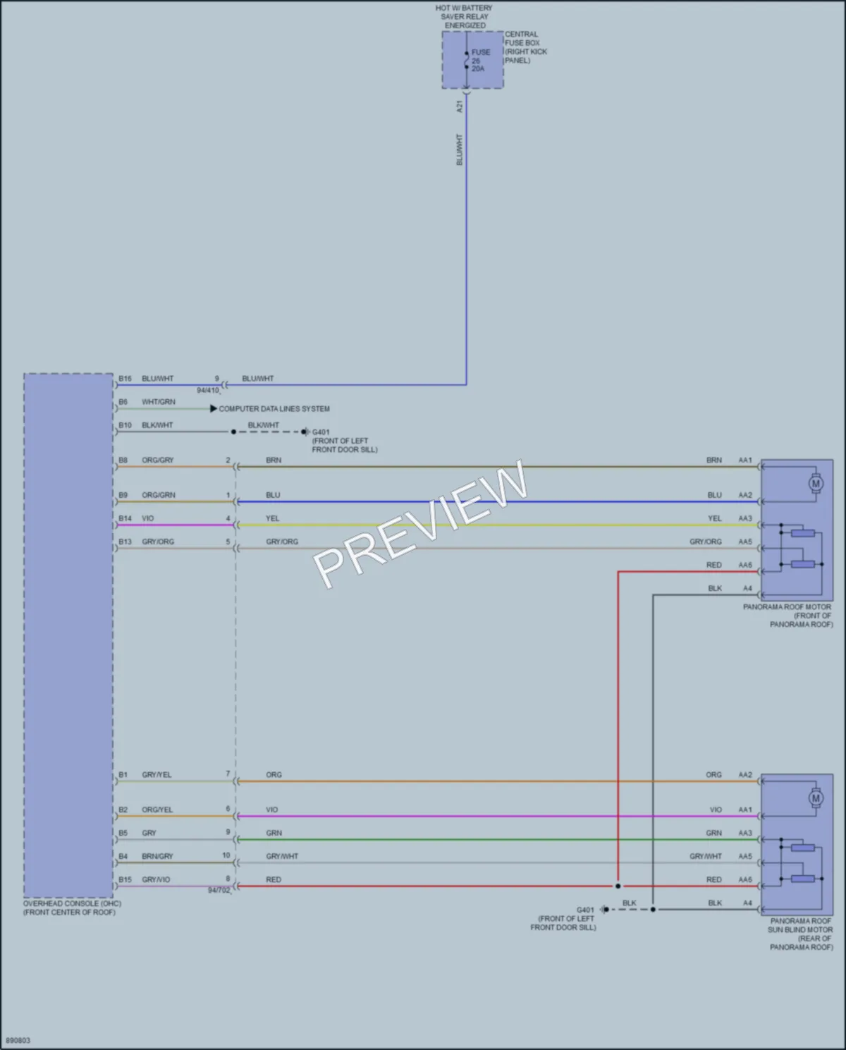 2024 Volvo XC90PlugIn Power Top Sunroof wiring diagram preview
