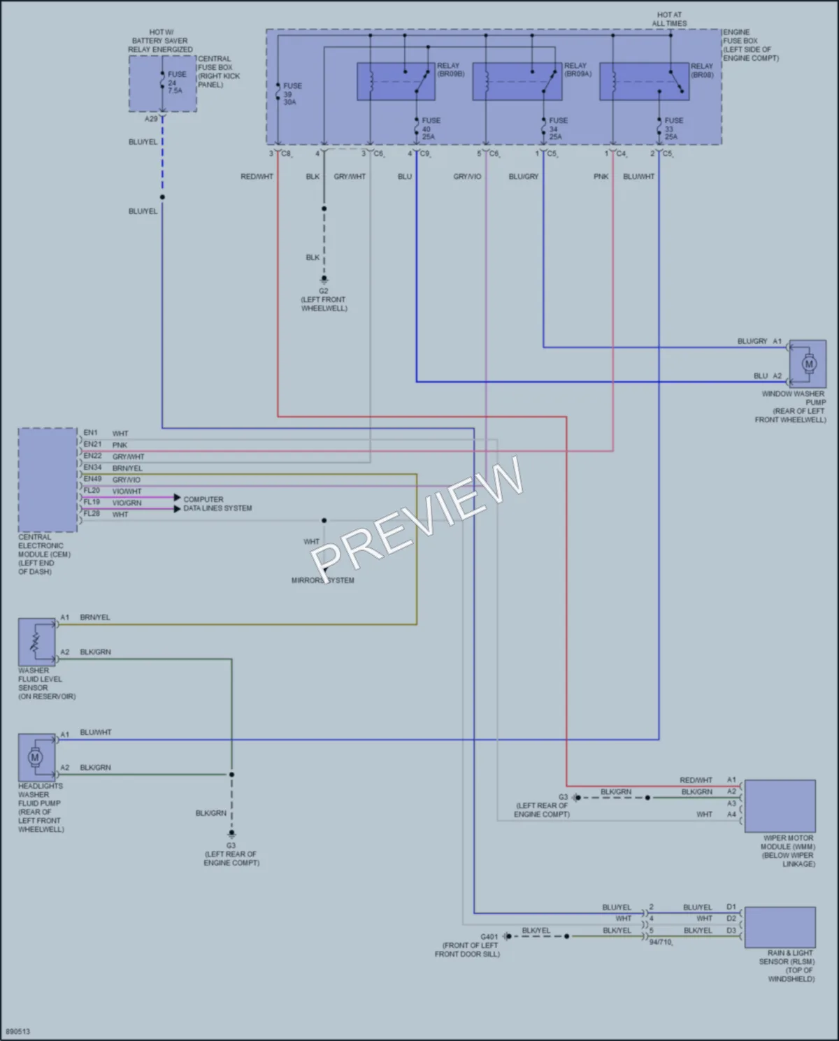 2024 Volvo XC90PlugIn Wiper Washer wiring diagram preview