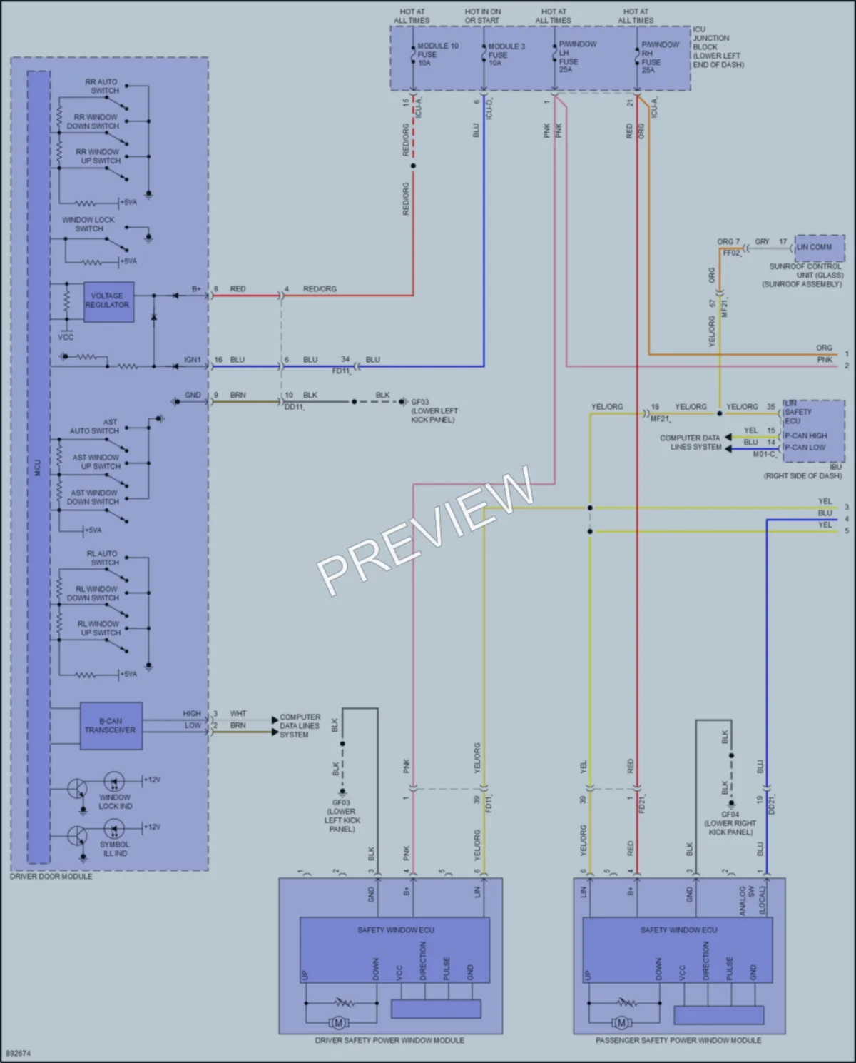 2025 Genesis G70 Power Windows wiring diagram preview