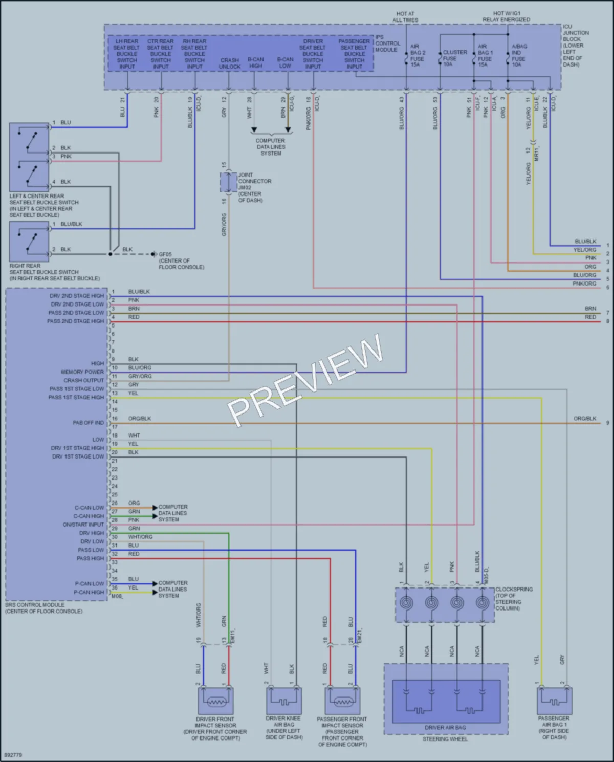2025 Genesis G70 Supplemental Restraints wiring diagram preview