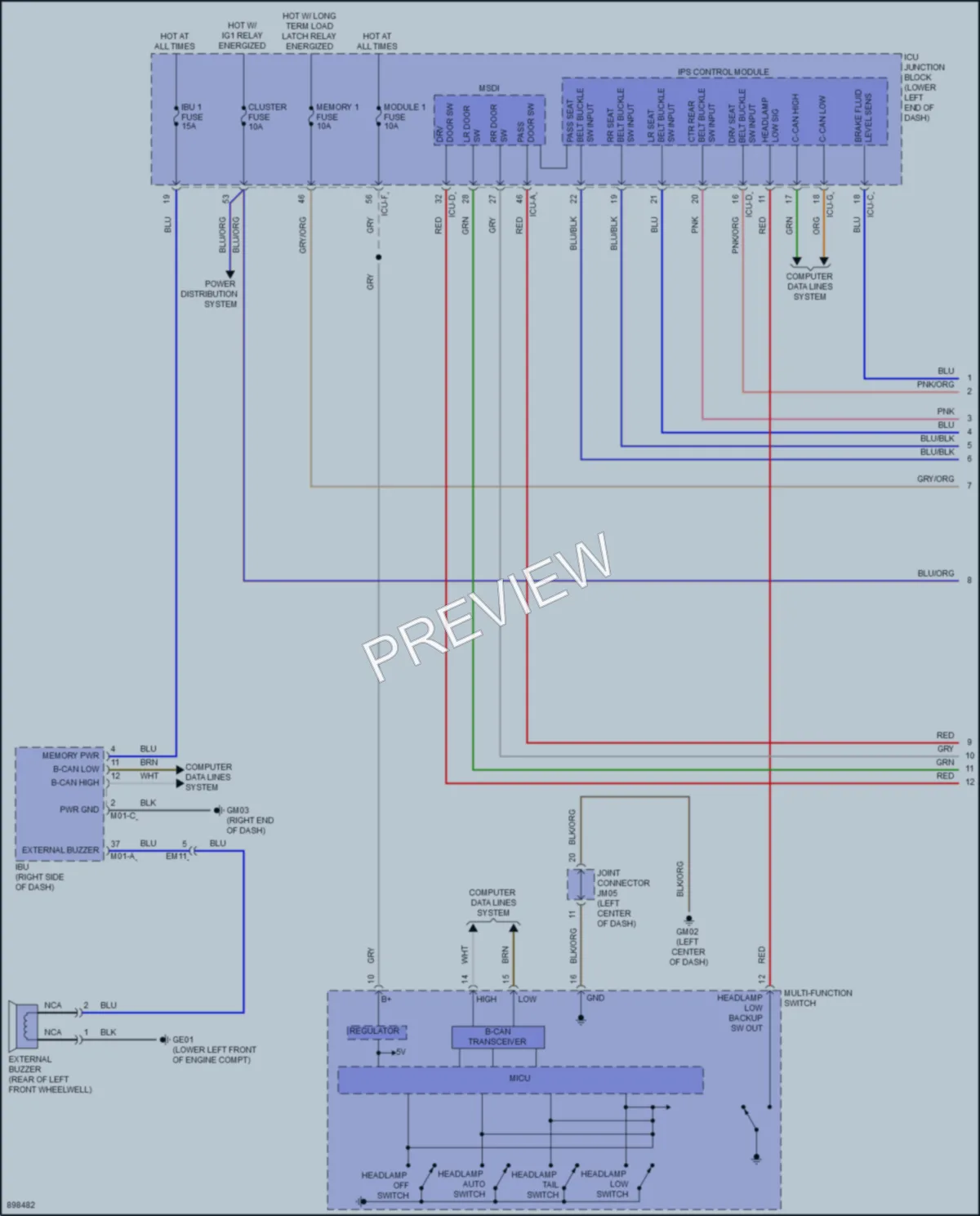 2025 Genesis G70 Warning Systems wiring diagram preview