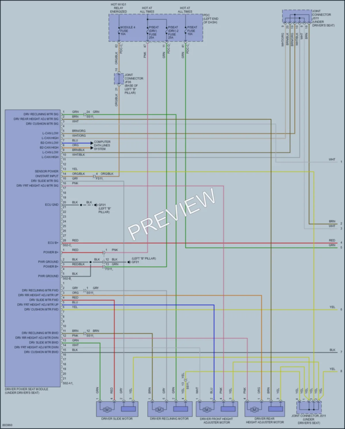 2025 Genesis G80 Memory Systems wiring diagram preview