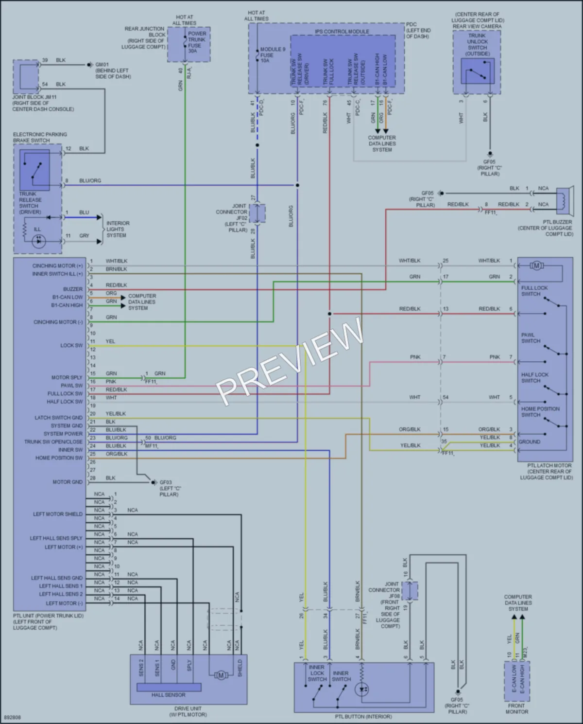 2025 Genesis G80 Trunk Tailgate Fuel Door wiring diagram preview