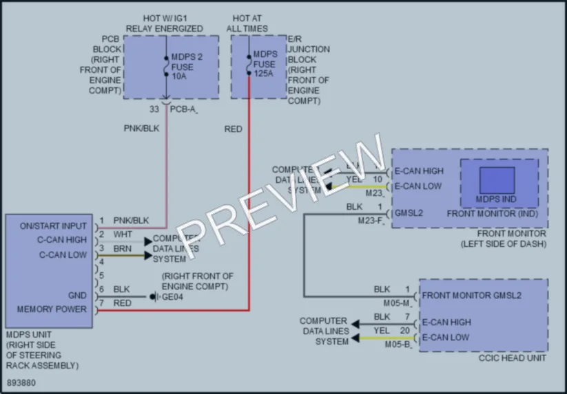 2025 Genesis GV80 Electronic Power Steering wiring diagram preview