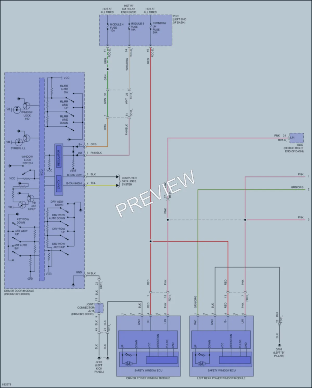 2025 Genesis GV80 Power Windows wiring diagram preview