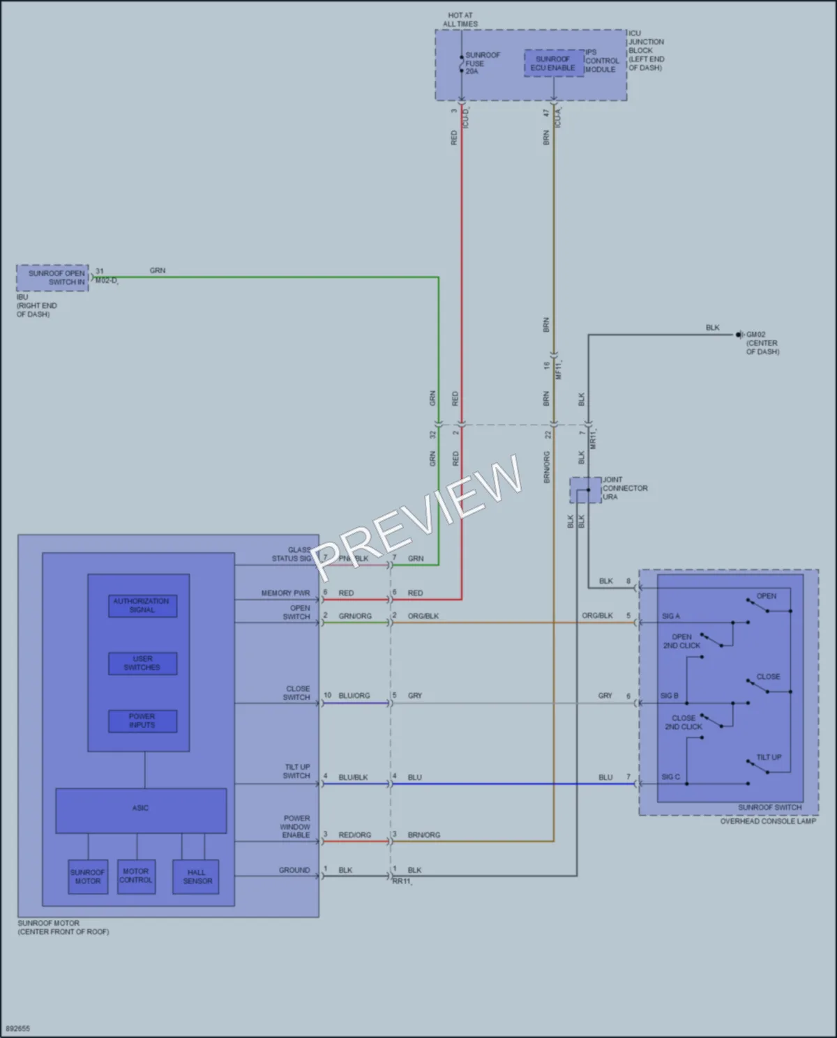 2025 Hyundai Elantra Power Top Sunroof wiring diagram preview