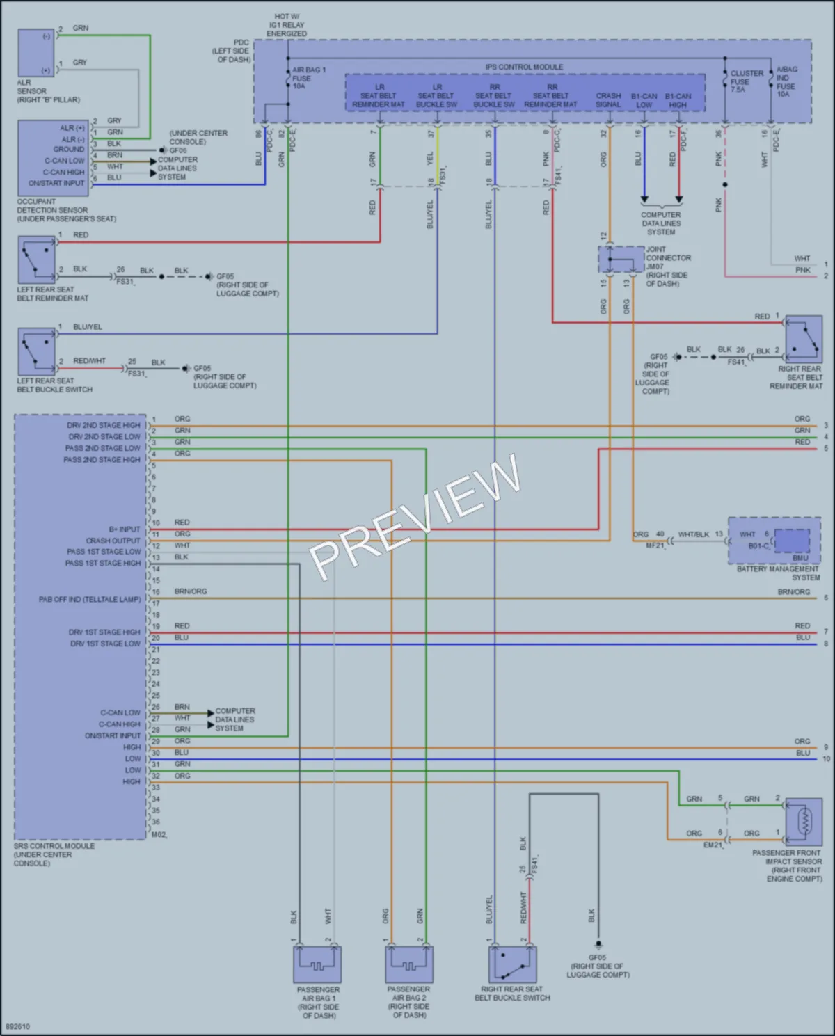 2025 Hyundai Ioniq5 Supplemental Restraints wiring diagram preview