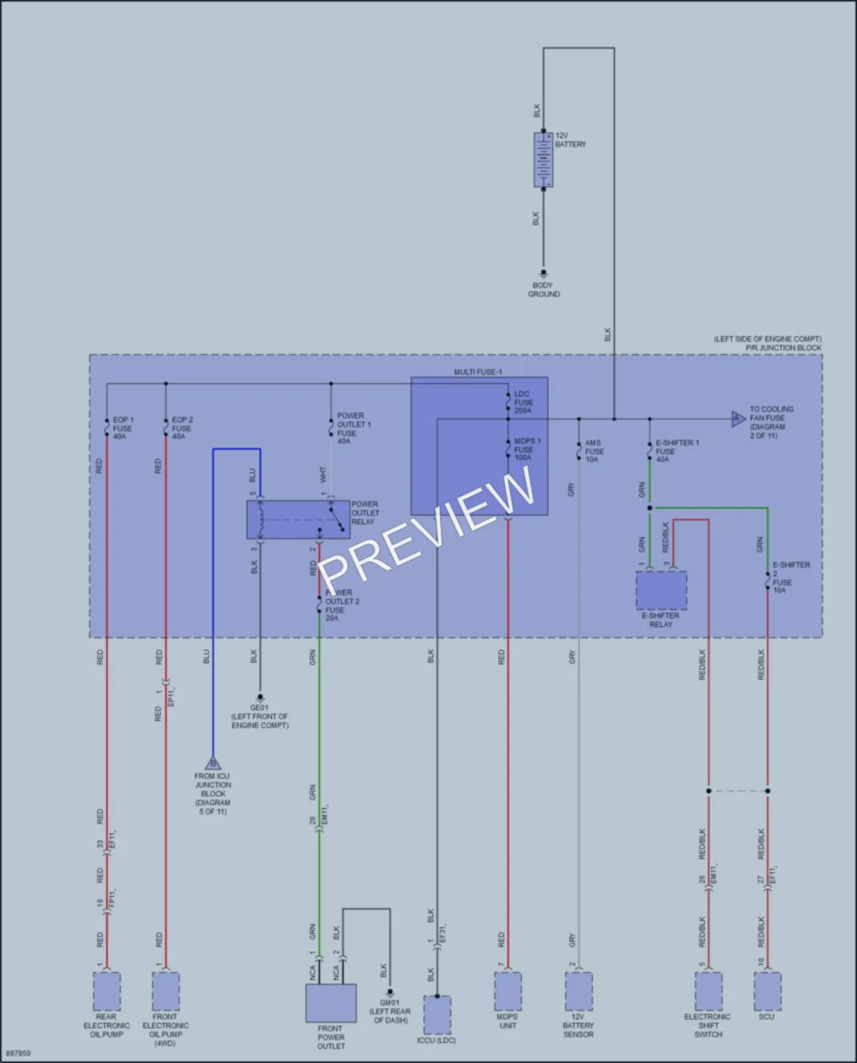 2025 Hyundai Ioniq6 Power Distribution wiring diagram preview