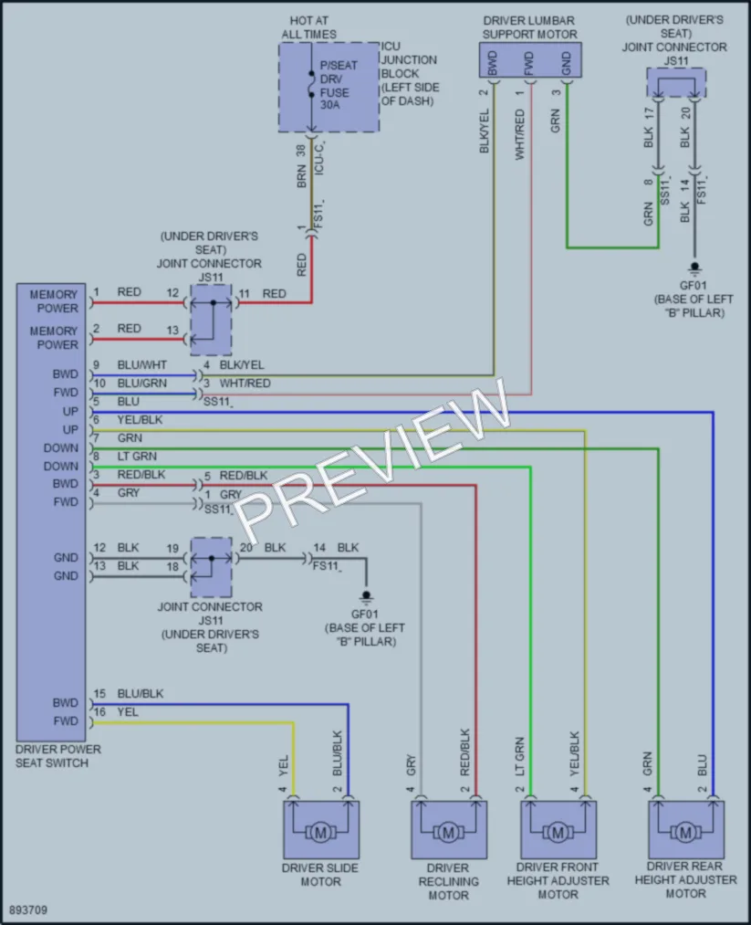 2025 Hyundai Ioniq6 Power Seats wiring diagram preview