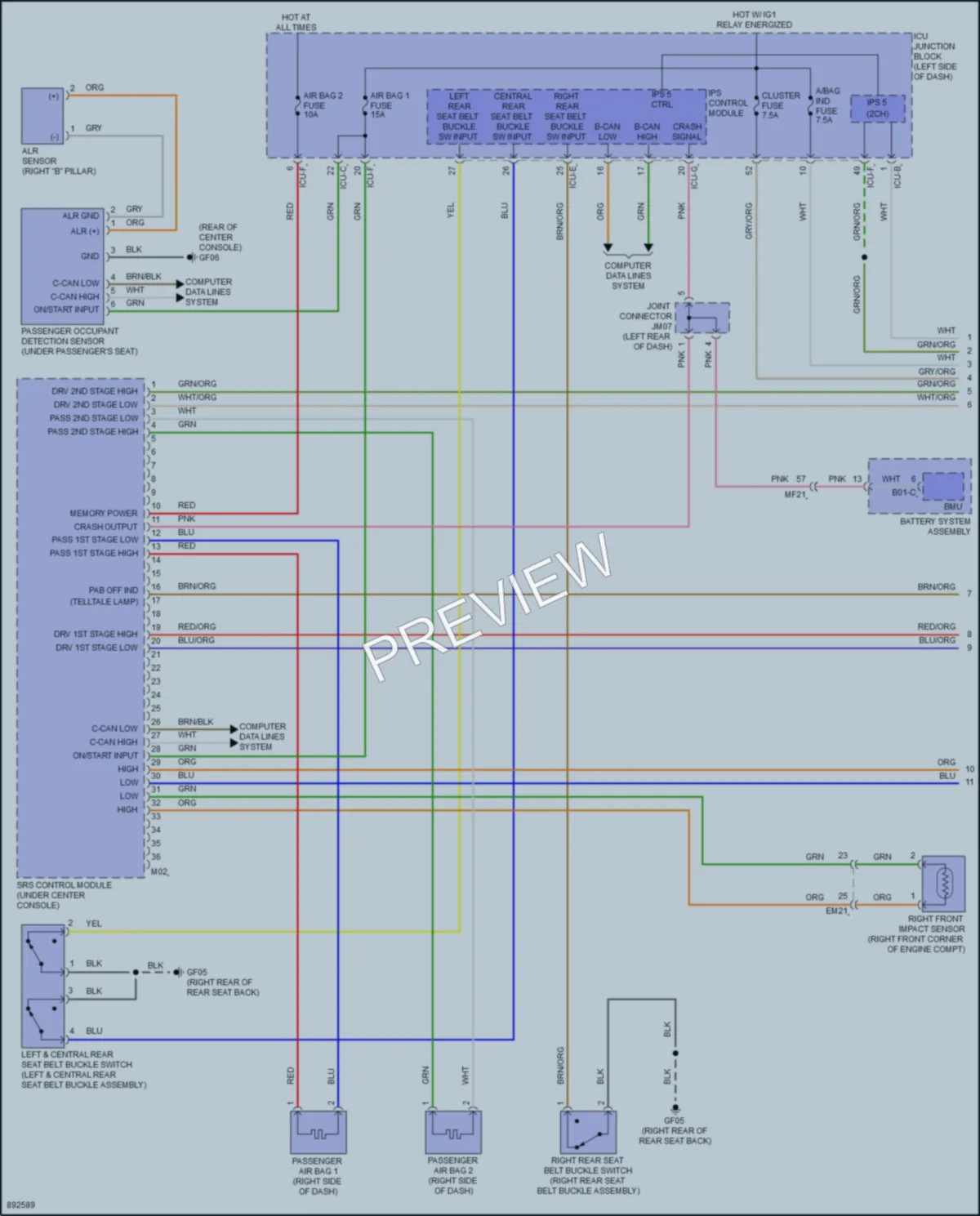 2025 Hyundai Ioniq6 Supplemental Restraints wiring diagram preview