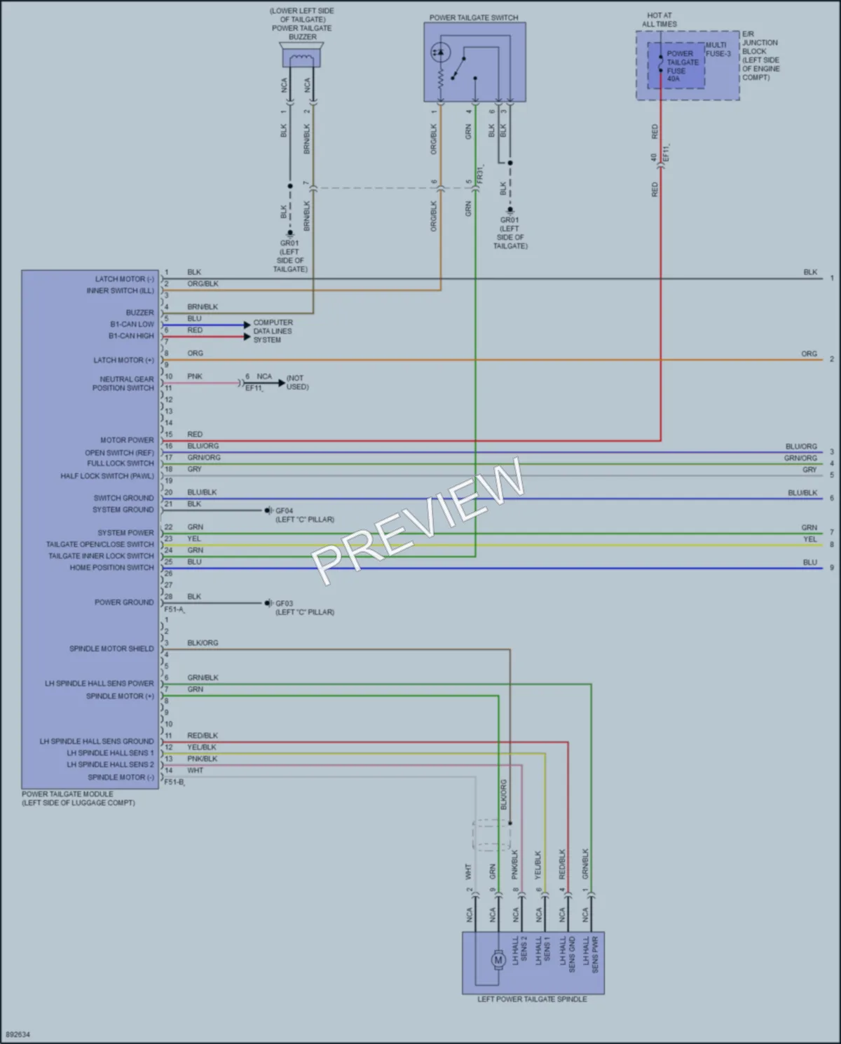 2025 Hyundai Kona Trunk Tailgate Fuel Door wiring diagram preview