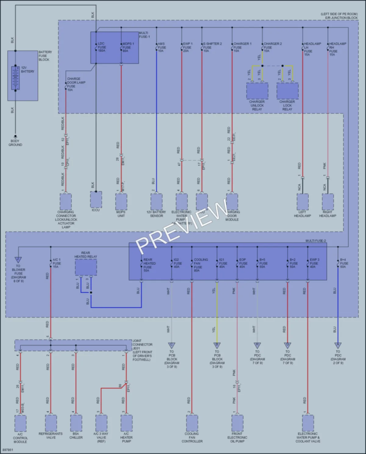 2025 Hyundai KonaElectric Power Distribution wiring diagram preview
