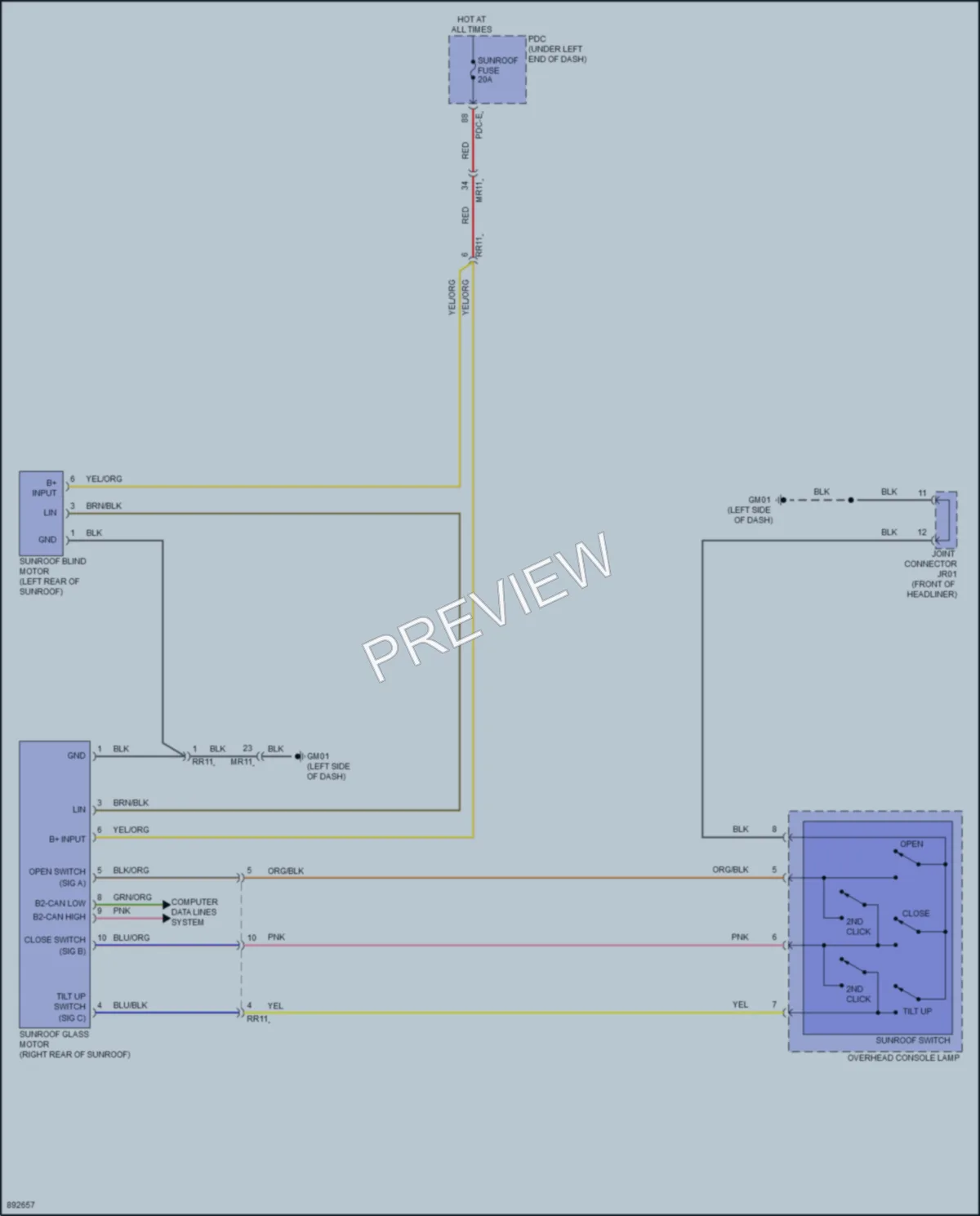 2025 Hyundai KonaElectric Power Top Sunroof wiring diagram preview