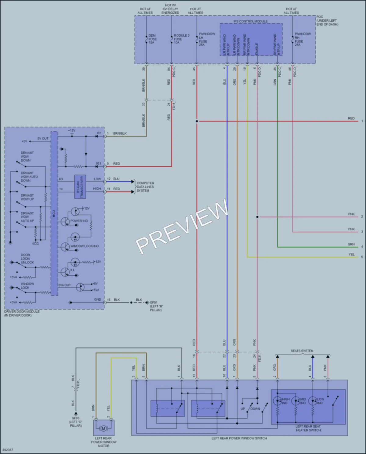 2025 Hyundai KonaElectric Power Windows wiring diagram preview