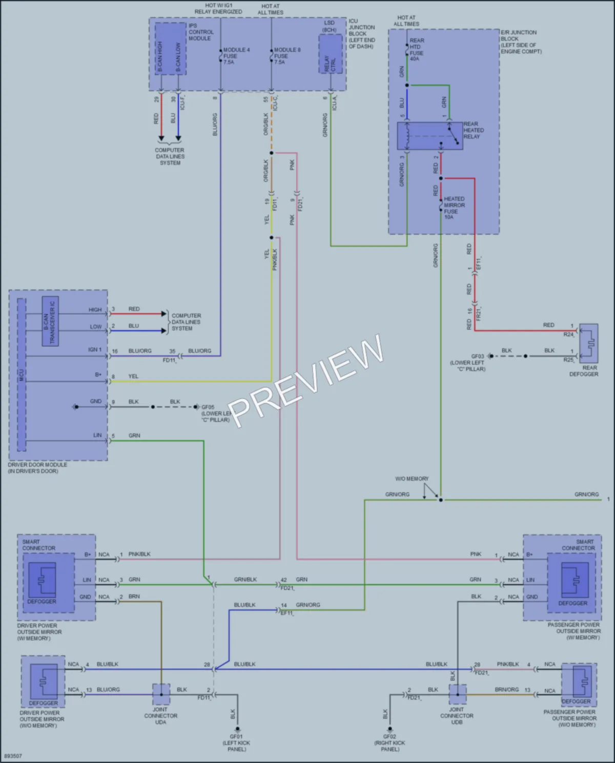 2025 Hyundai Palisade Defoggers wiring diagram preview
