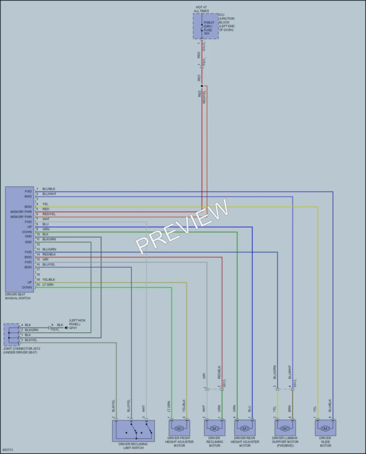 2025 Hyundai Palisade Power Seats wiring diagram preview