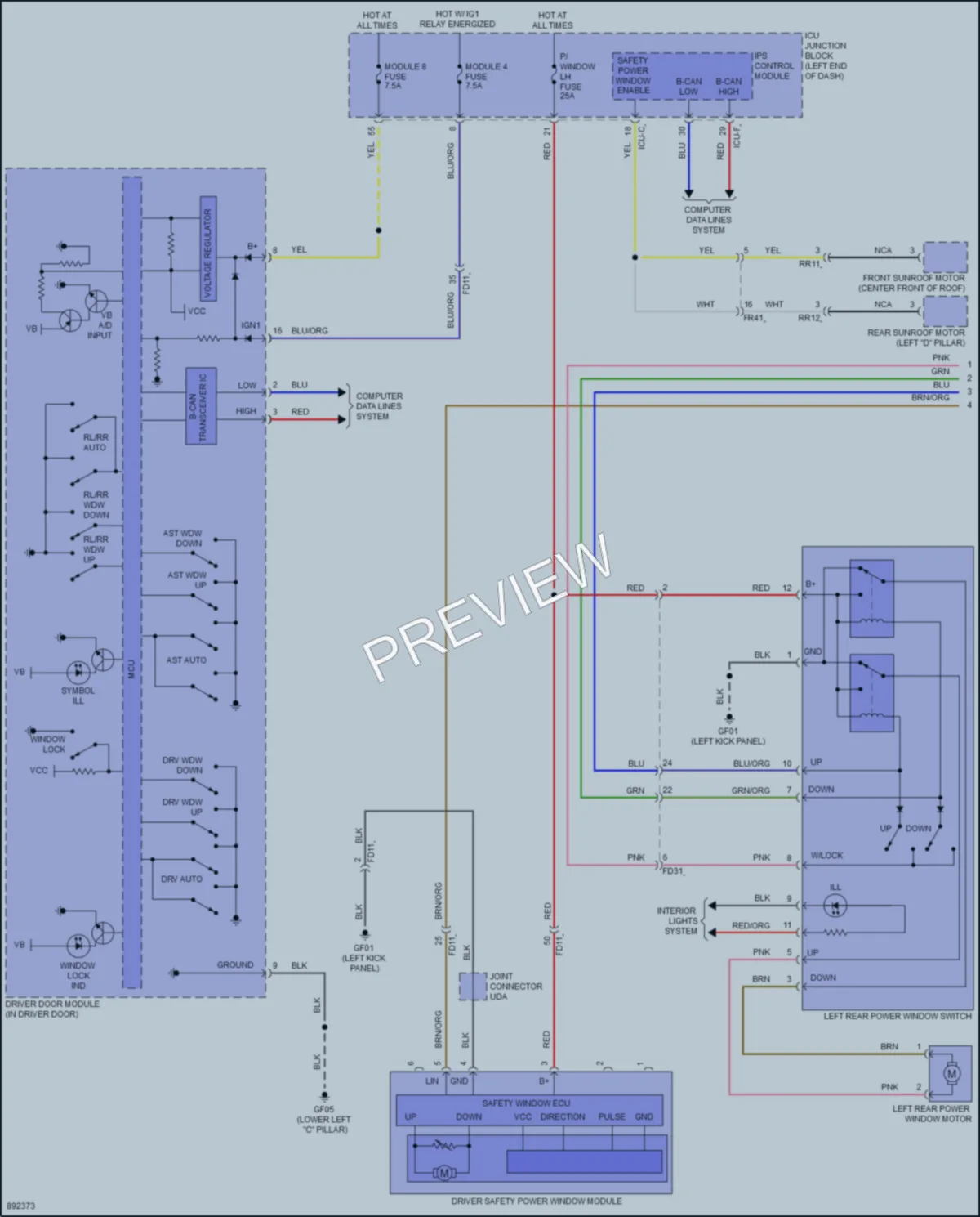 2025 Hyundai Palisade Power Windows wiring diagram preview