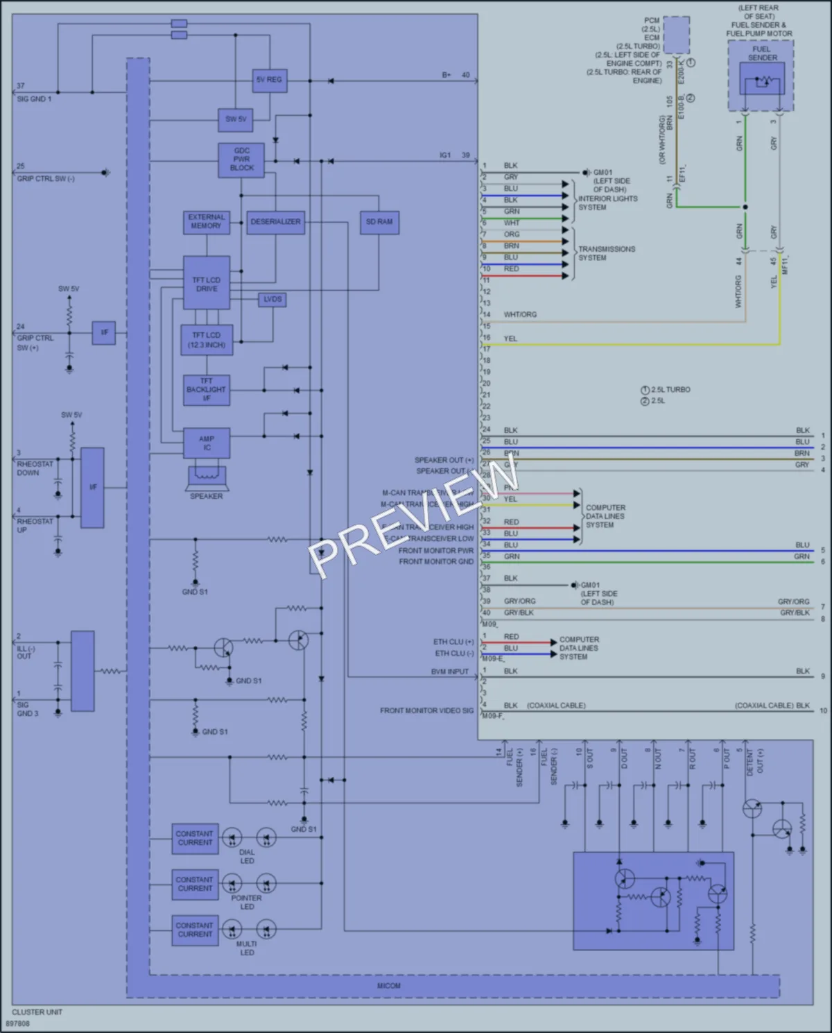 2025 Hyundai SantaCruz Instrument Cluster wiring diagram preview