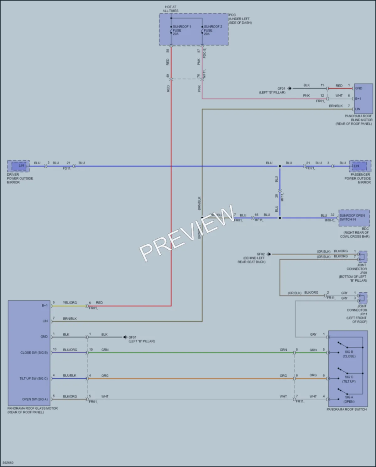 2025 Hyundai Sonata Power Top Sunroof wiring diagram preview