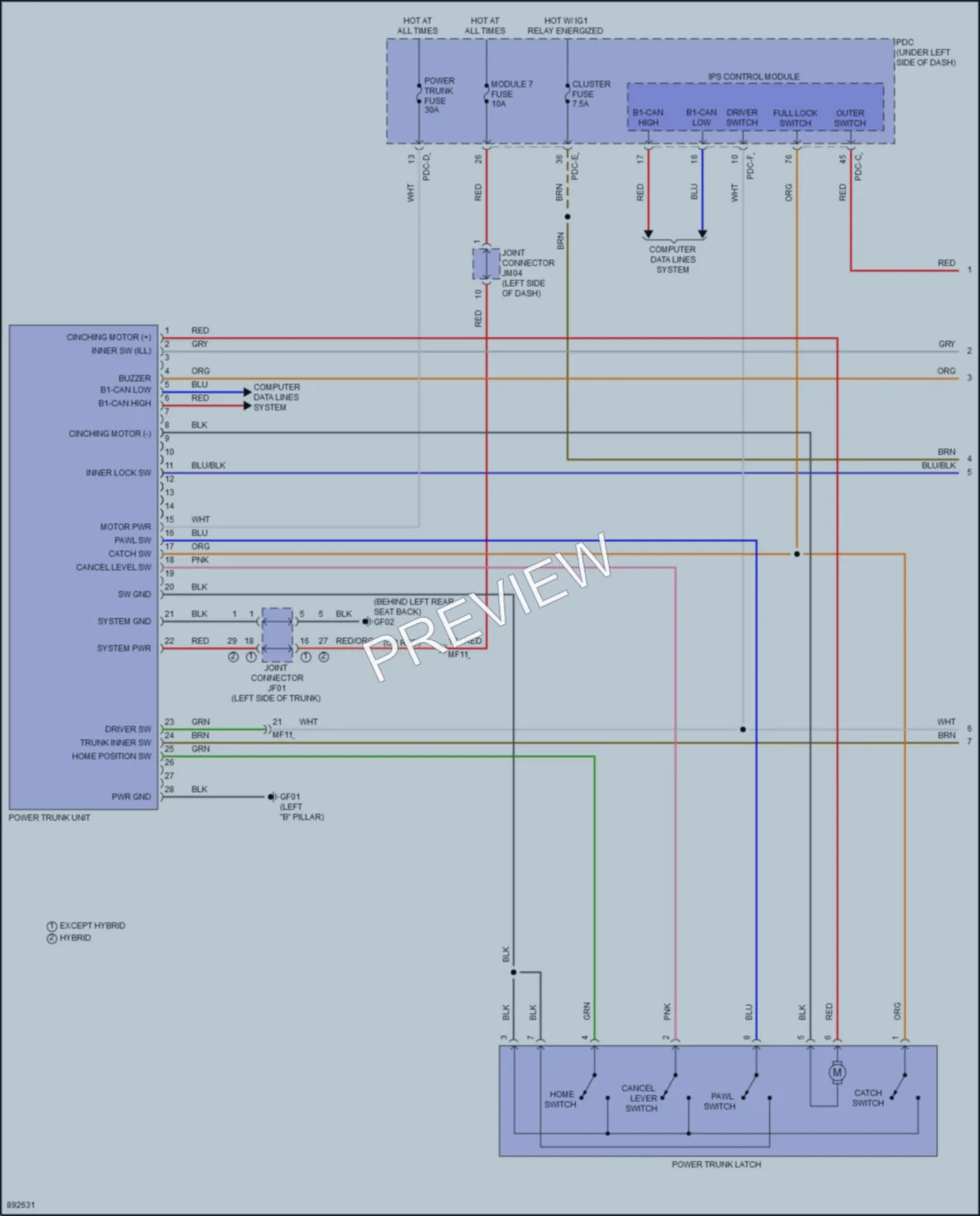 2025 Hyundai Sonata Trunk Tailgate Fuel Door wiring diagram preview