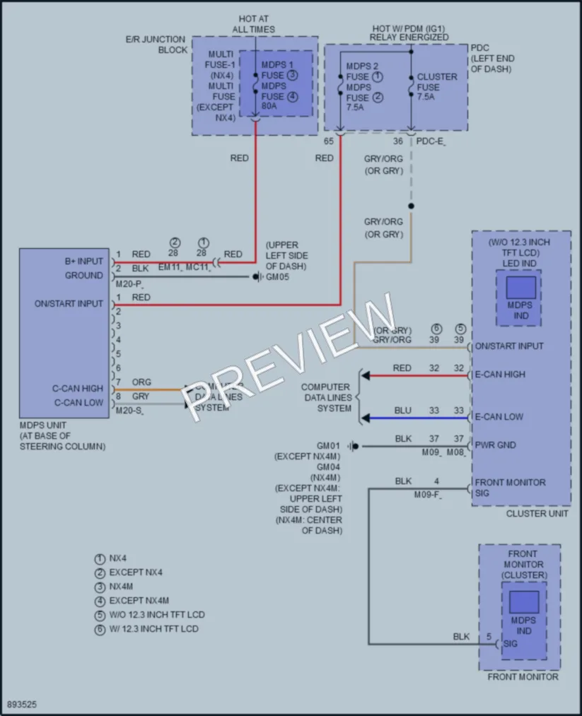 2025 Hyundai Tucson Electronic Power Steering wiring diagram preview