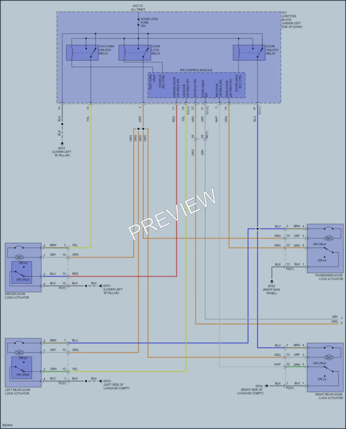 2025 Hyundai Venue Power Door Locks wiring diagram preview