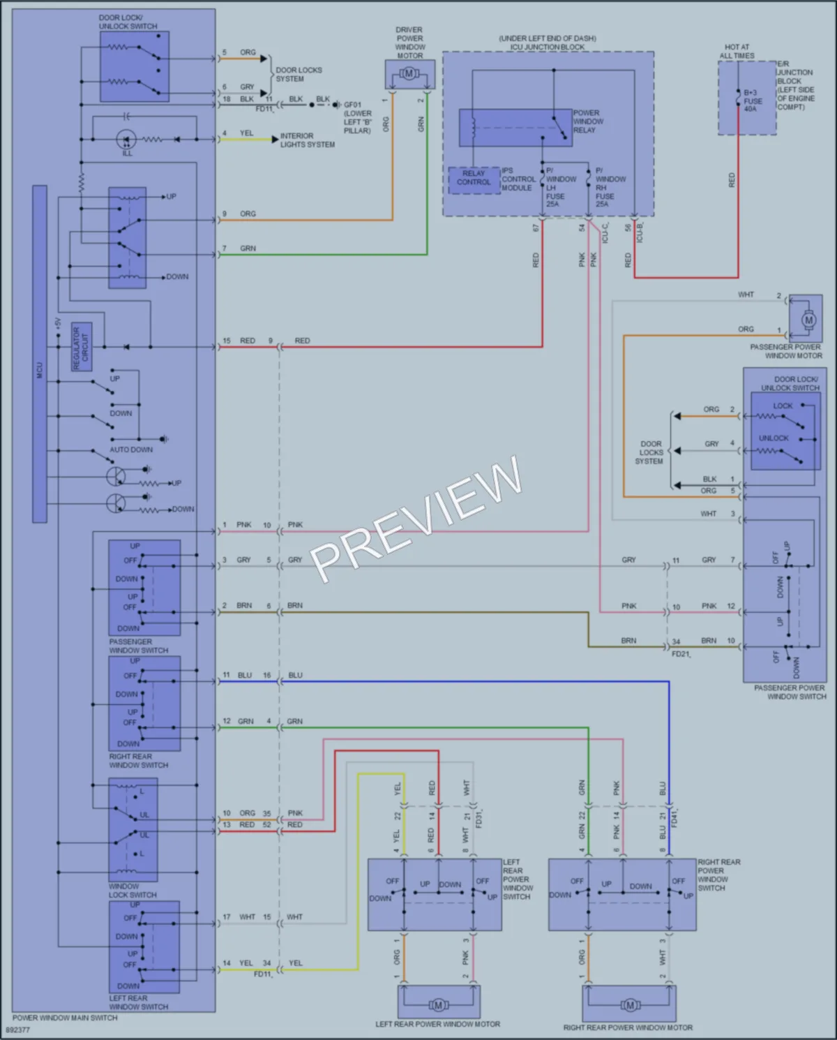 2025 Hyundai Venue Power Windows wiring diagram preview