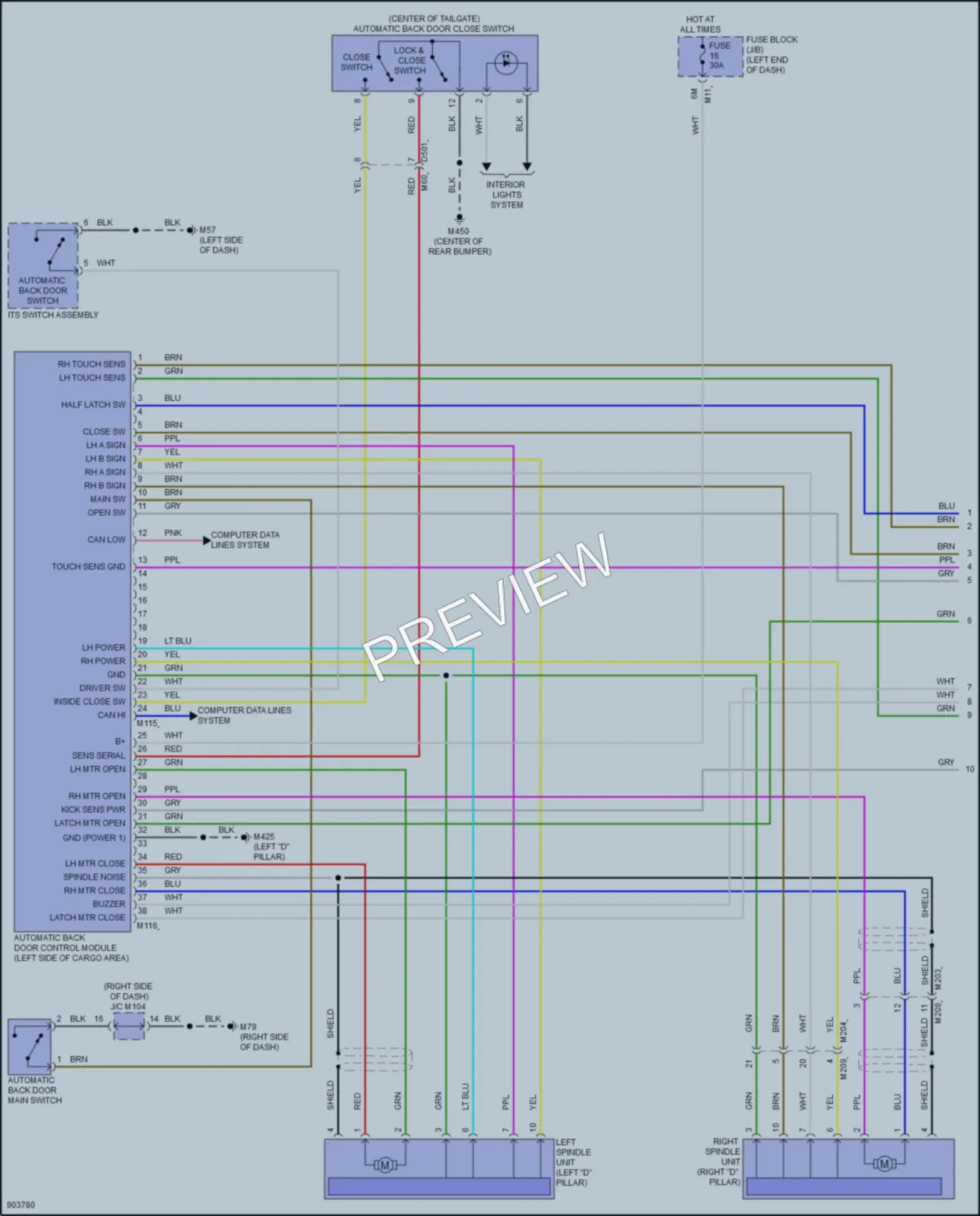 2025 Infiniti QX50 Trunk Tailgate Fuel Door wiring diagram preview