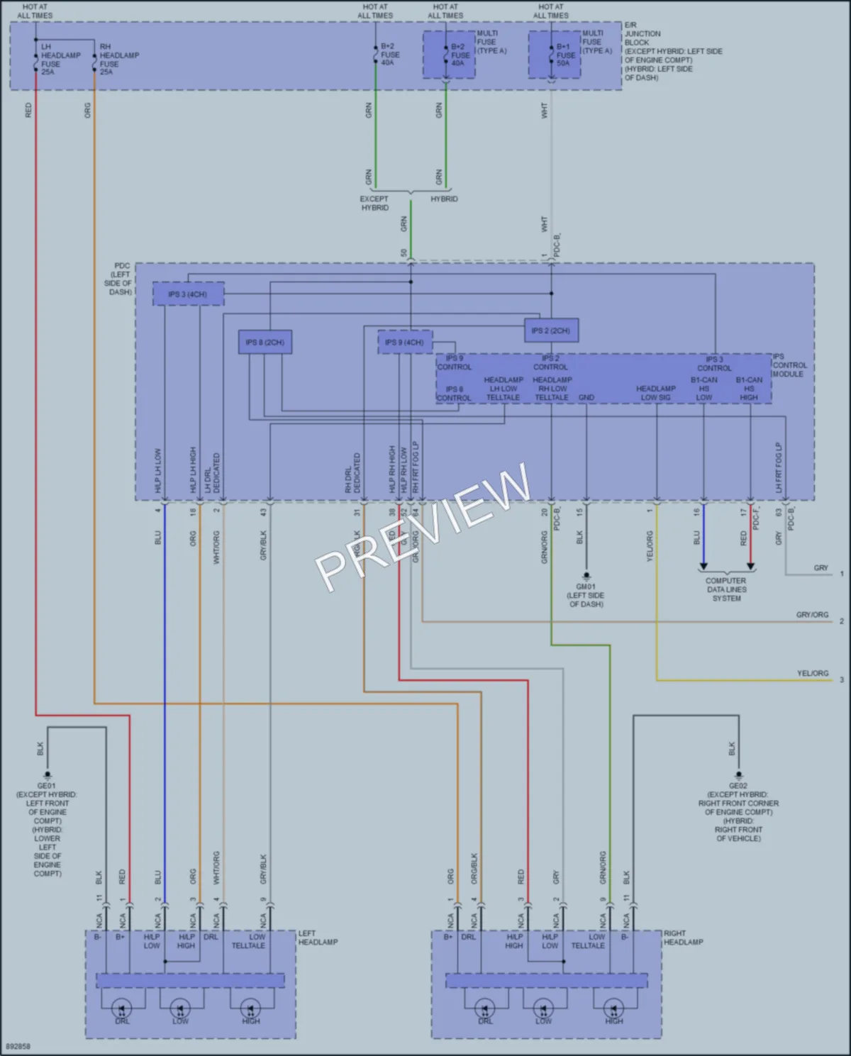 2025 Kia Carnival Headlights wiring diagram preview