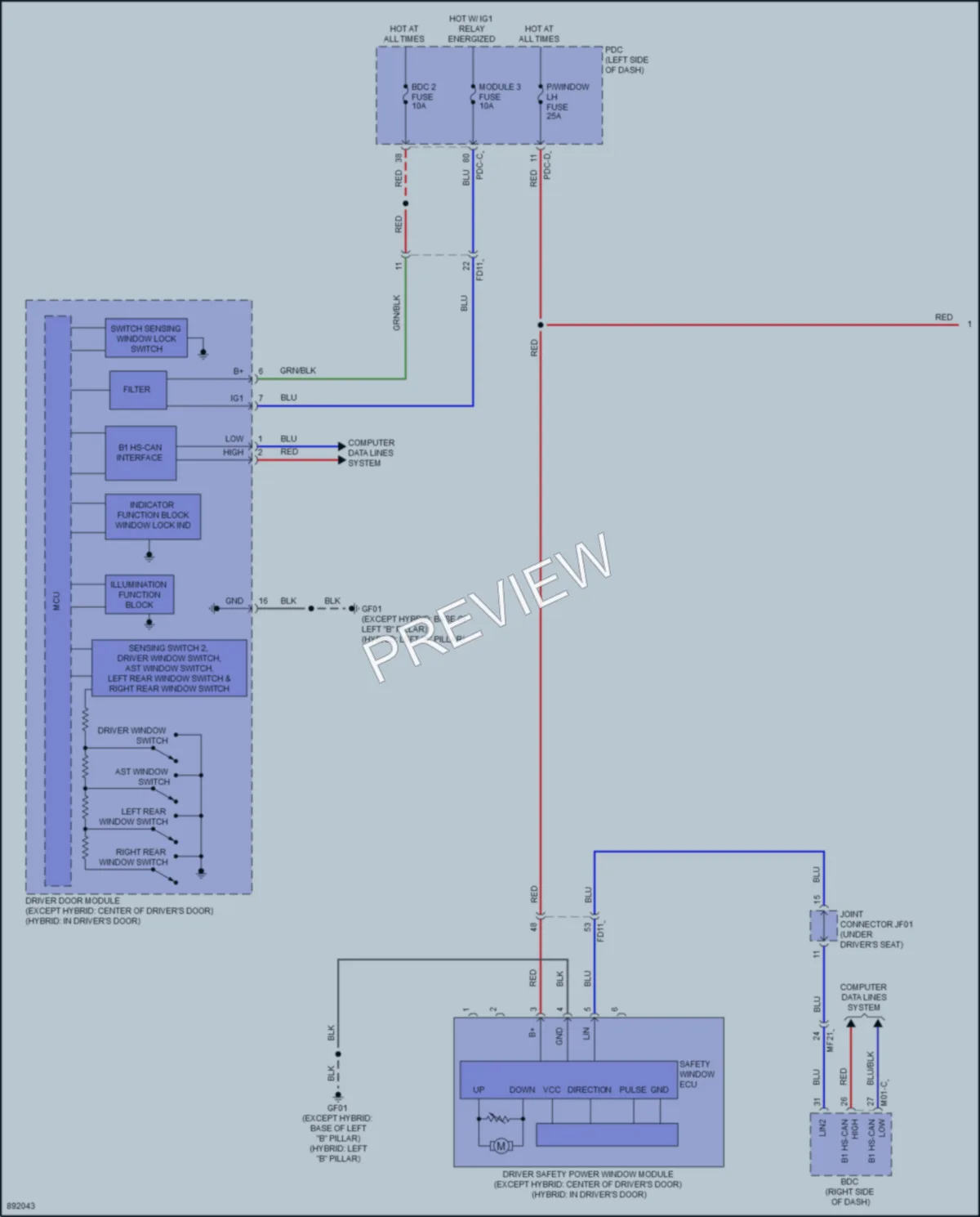 2025 Kia Carnival Power Windows wiring diagram preview