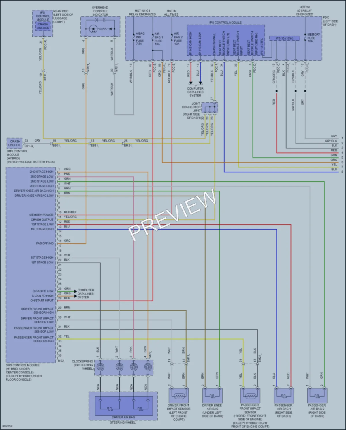 2025 Kia Carnival Supplemental Restraints wiring diagram preview