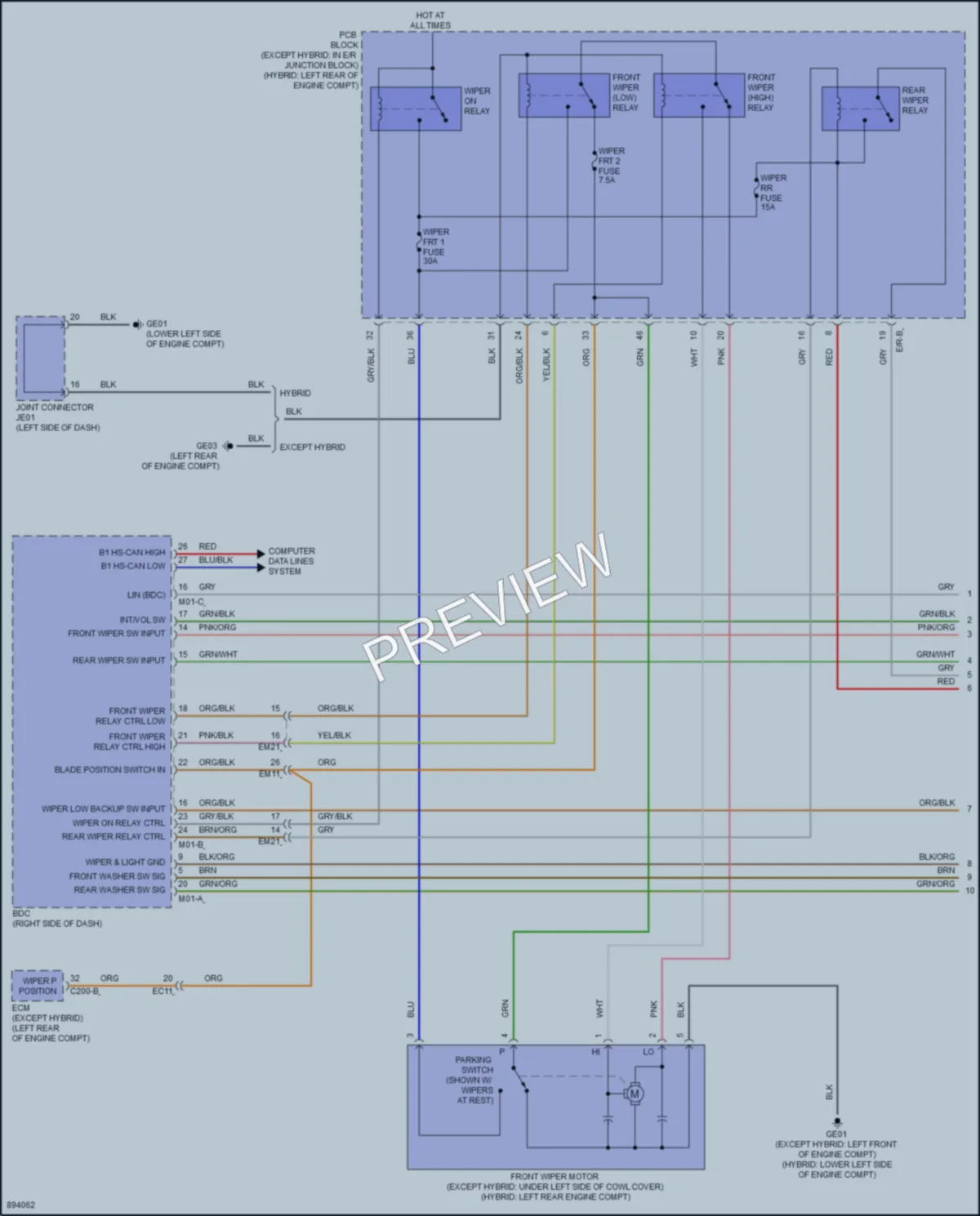 2025 Kia Carnival Wiper Washer wiring diagram preview