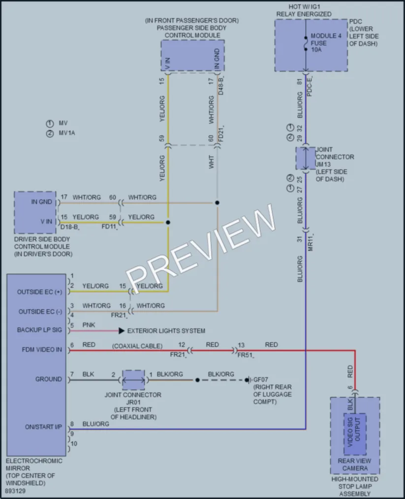 2025 Kia EV9 Power Mirrors wiring diagram preview